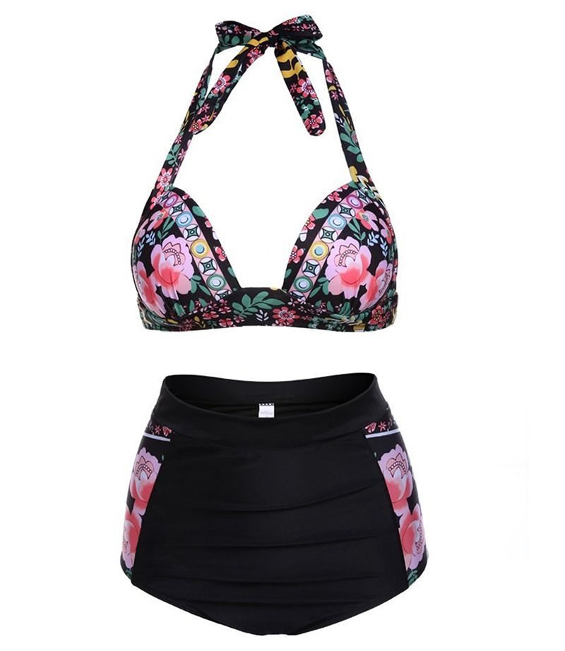 Womens High Waist 2 Piece Bikini Swimsuits Bathing Suit