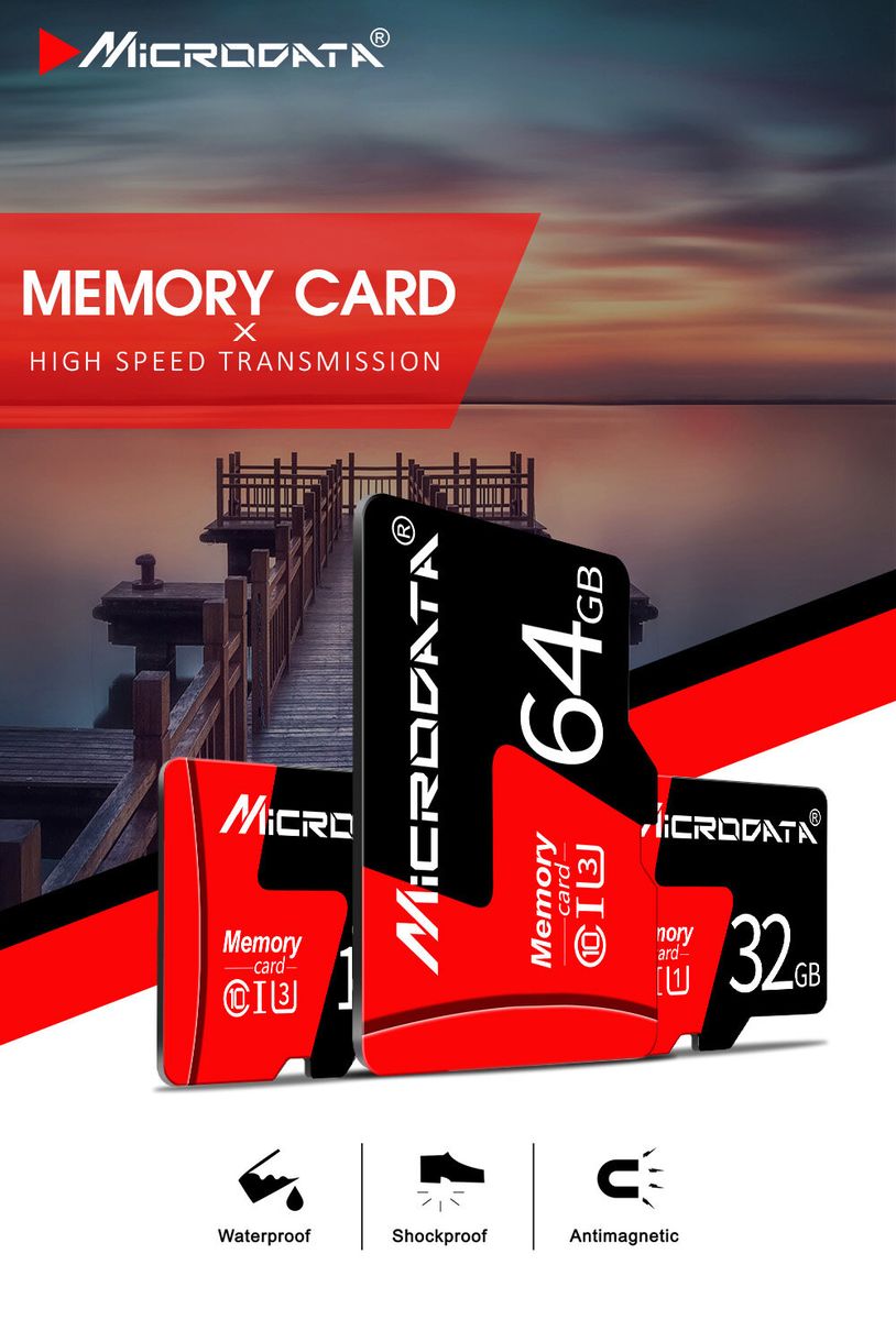 MicroData 8GB 16GB 32GB 64GB 128GB Class 10 High Speed 80Mb/s TF Memory Card With Card Adapter For Mobile Phone Tablet GPS Camera