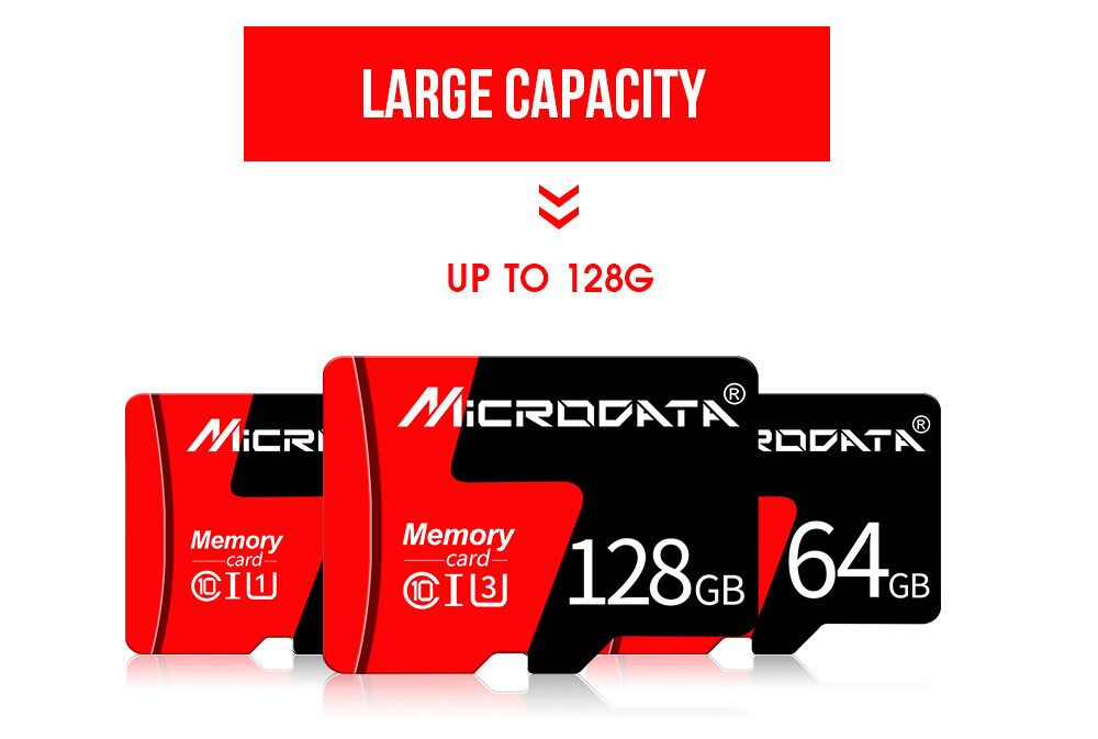 MicroData 8GB 16GB 32GB 64GB 128GB Class 10 High Speed 80Mb/s TF Memory Card With Card Adapter For Mobile Phone Tablet GPS Camera