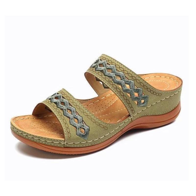 Women's Sandal With Retro Heel / Casual Beach Sandal(Brown)