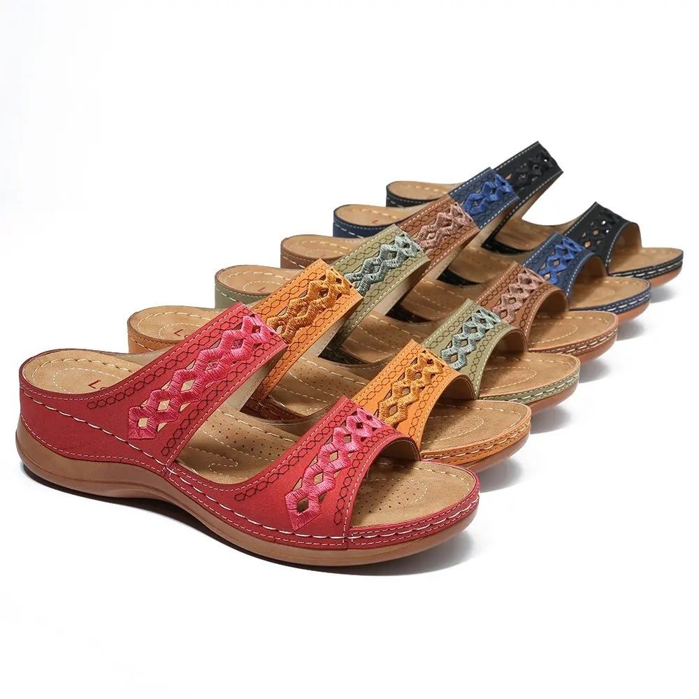 Women's Sandal With Retro Heel / Casual Beach Sandal(Brown)