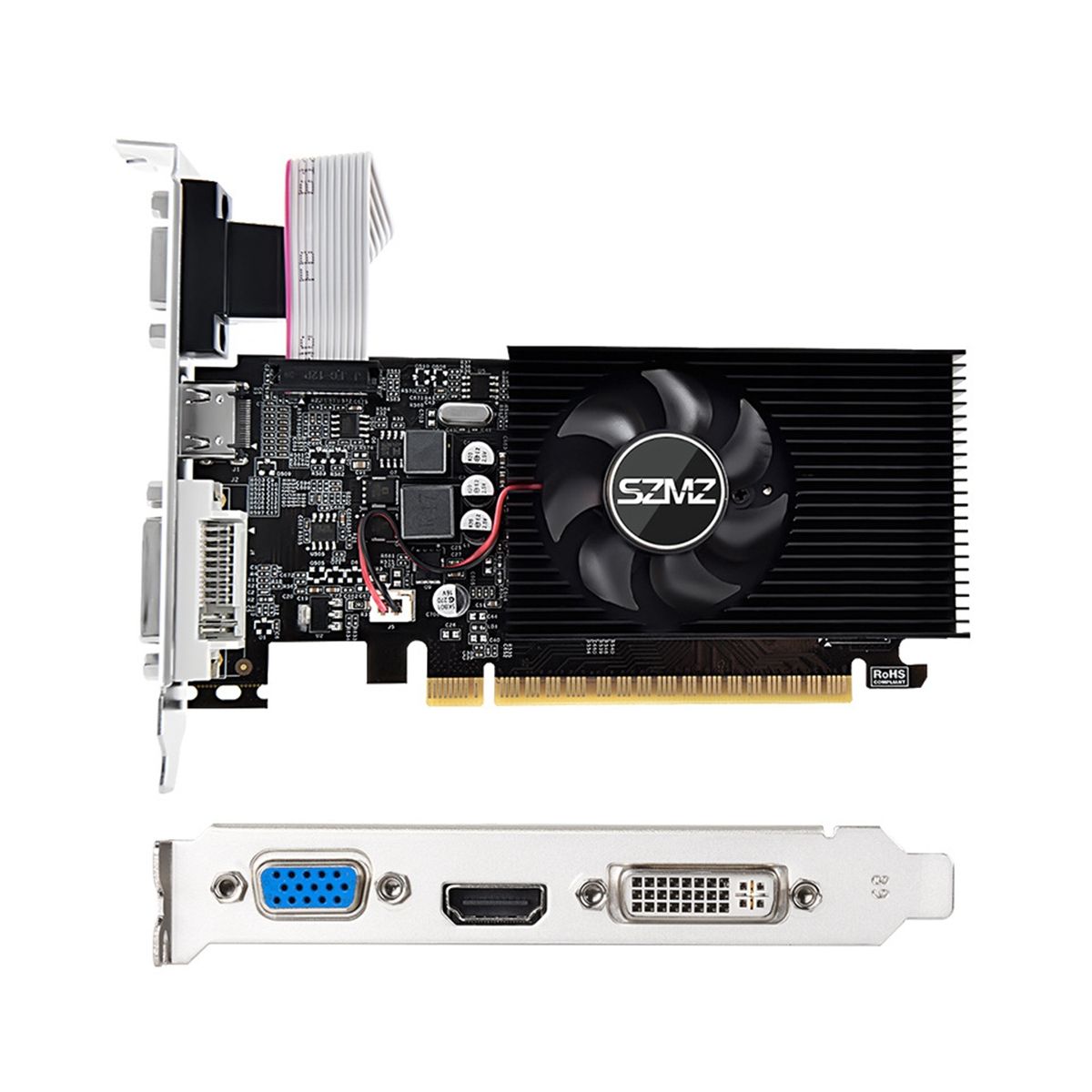 SZMZ GT730 4GB DDR3 128Bit Graphics Card with Cooling Fan Low Profile Graphics Card for OfficeHome Entertainment PC Games