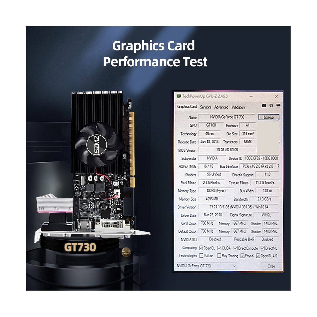 SZMZ GT730 4GB DDR3 128Bit Graphics Card with Cooling Fan Low Profile Graphics Card for OfficeHome Entertainment PC Games