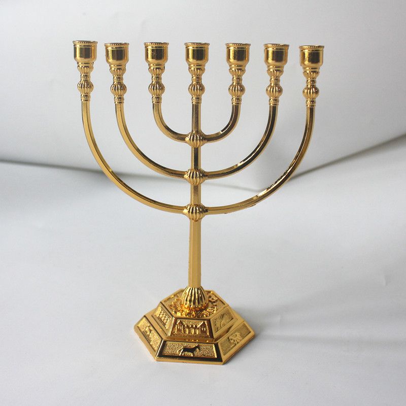 Menorah Metal Candle Holder BrVotive-yellow