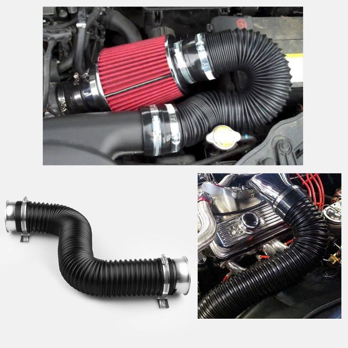 3 Inch Flexible Adjustable Car Air Intake Pipe Turbo Intercooler Inlet Hose-Red