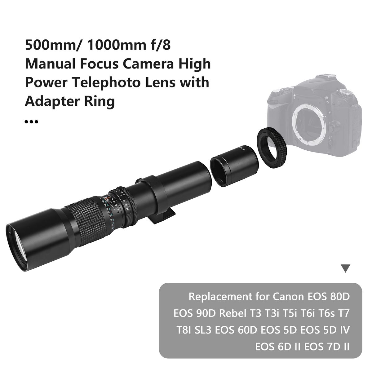 Andoer 500mm/ 1000mm F/8 Manual Focus Camera High Power