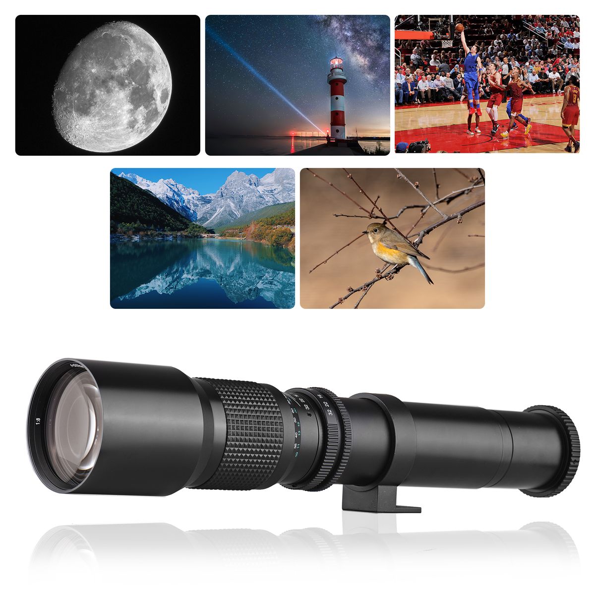 Andoer 500mm/ 1000mm F/8 Manual Focus Camera High Power