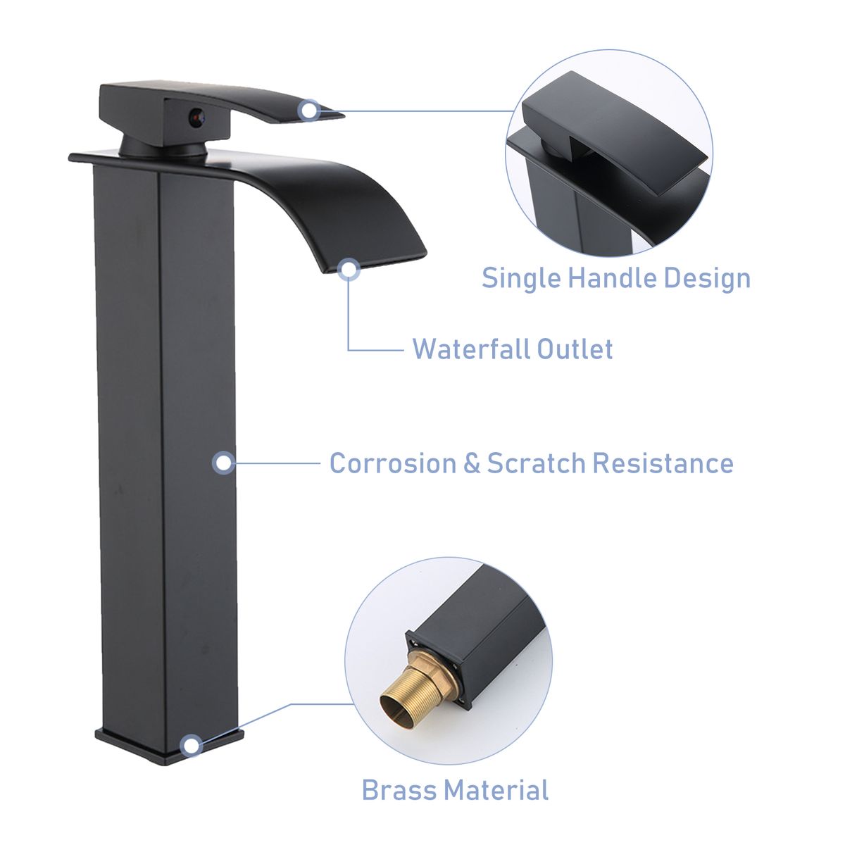 Waterfall Faucet Bathroom Sink Faucet Brass Basin Water Tap