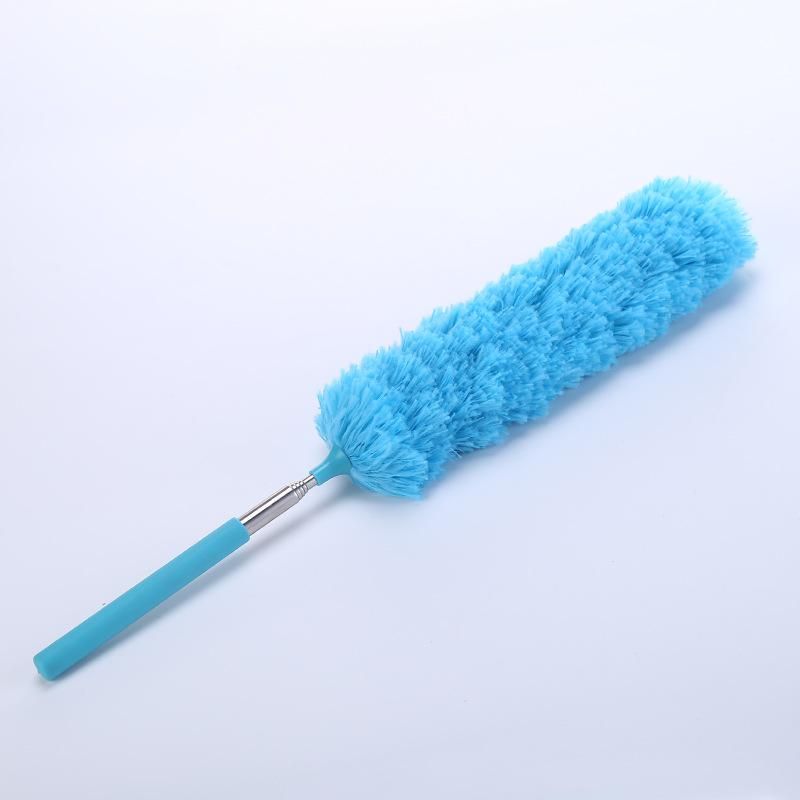 Bendable electrostatic duster stainless steel retractable fiber duster feather duster duster cleaning brush sky blue mini