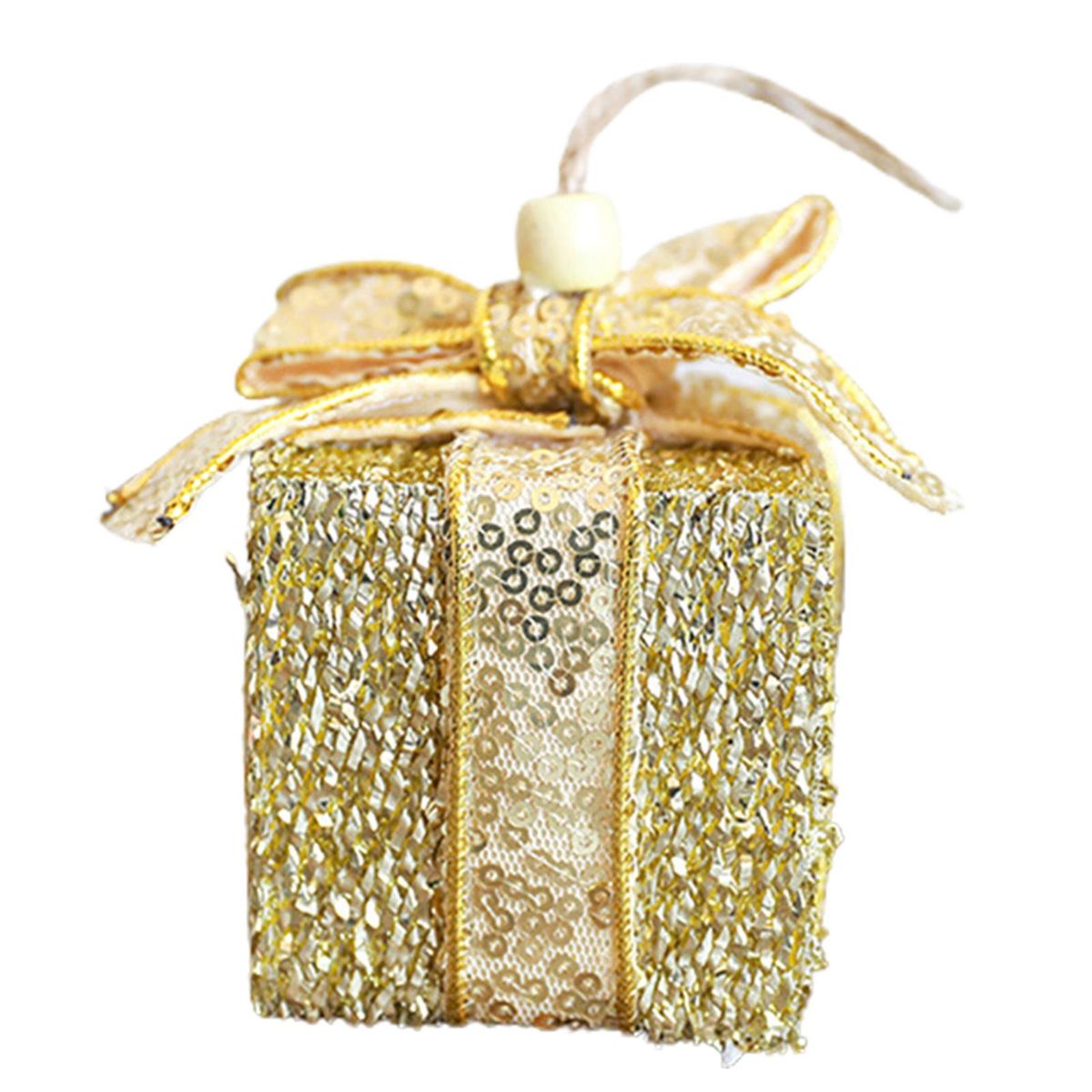 Christmas Tree Pendants Shining Bow-knot Gift Bags Pendants Golden