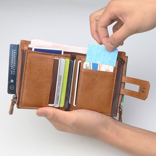 Men Pu Leather Short Wallets Multfunction Card Holder