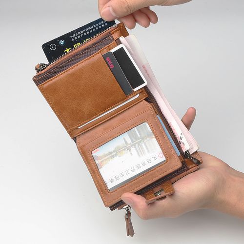 Men Pu Leather Short Wallets Multfunction Card Holder