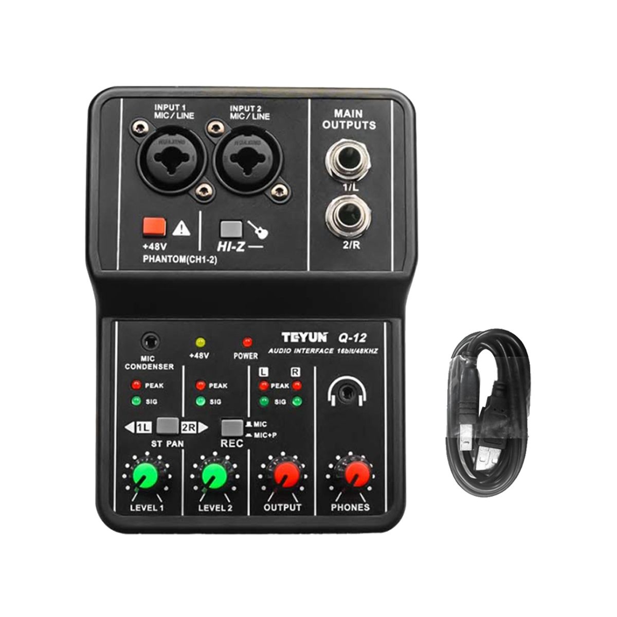 Q-12 Sound Card Audio Mixer 4 Channel 48V Power Sound Board