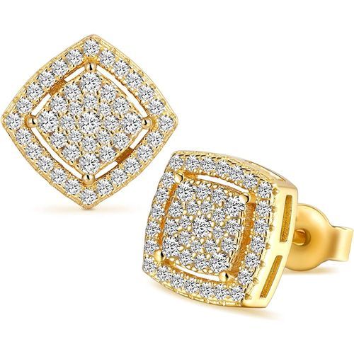 TRUMIUM Sterling Silver Earrings For Men Gold Diamond