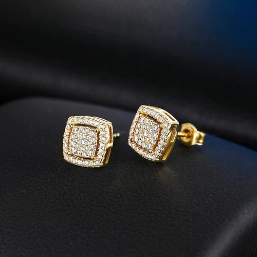 TRUMIUM Sterling Silver Earrings For Men Gold Diamond
