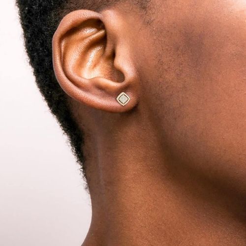 TRUMIUM Sterling Silver Earrings For Men Gold Diamond
