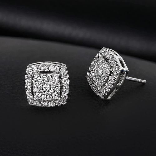 TRUMIUM Sterling Silver Earrings For Men Gold Diamond