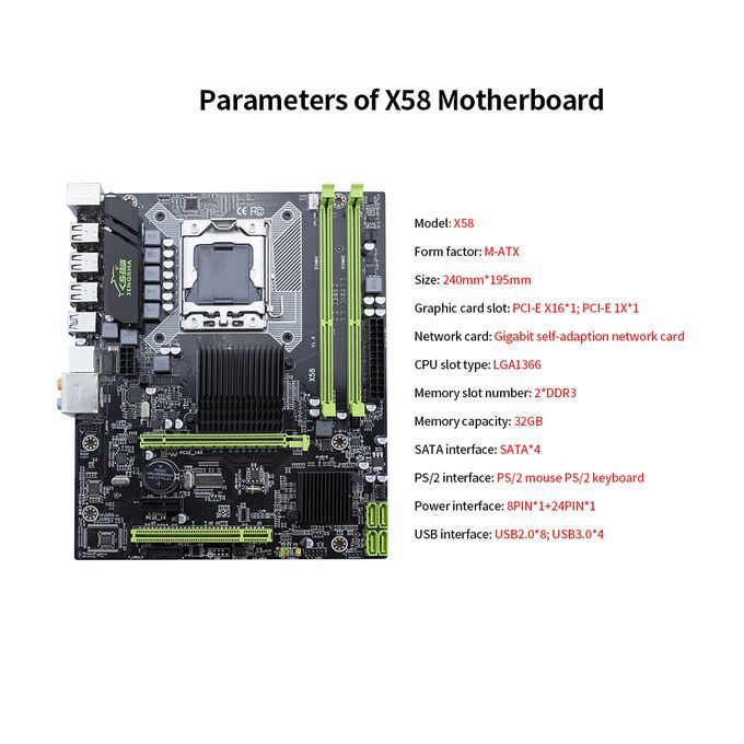 Jingsha X58 Motherboard 5675 DDR3 1366PIN Mainboard