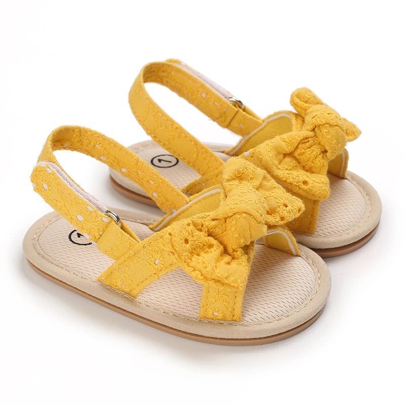 Lacey Bow Soft Sole Sandals For Babygirls (Size 6-12m)