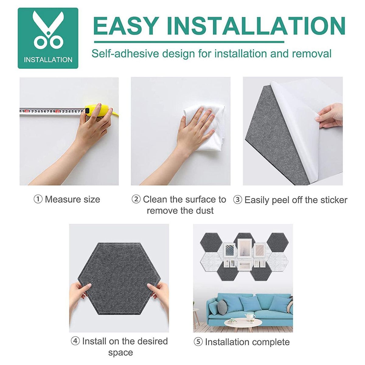 12 Pack Self-Adhesive Sound Proof Foam Panels Hexagon Acoustic Panelsfor StudioHome & Office Dark GreySilver Grey
