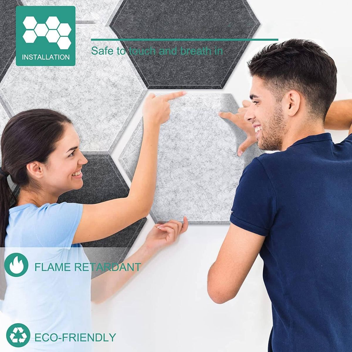 12 Pack Self-Adhesive Sound Proof Foam Panels Hexagon Acoustic Panelsfor StudioHome & Office Dark GreySilver Grey