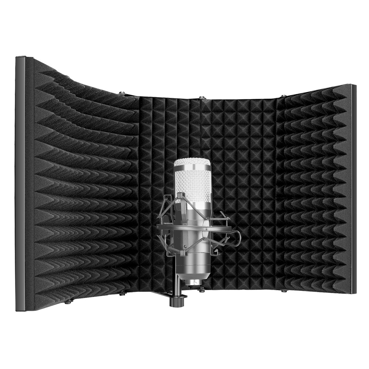 Pro Microphone Isolation Shield, 5-Panel Pop Filter, High Density Absorbent Foam Front & Vented Metal Back Plate, Compatible With Blue Yeti And Any Condenser Microphone Recording Equipment