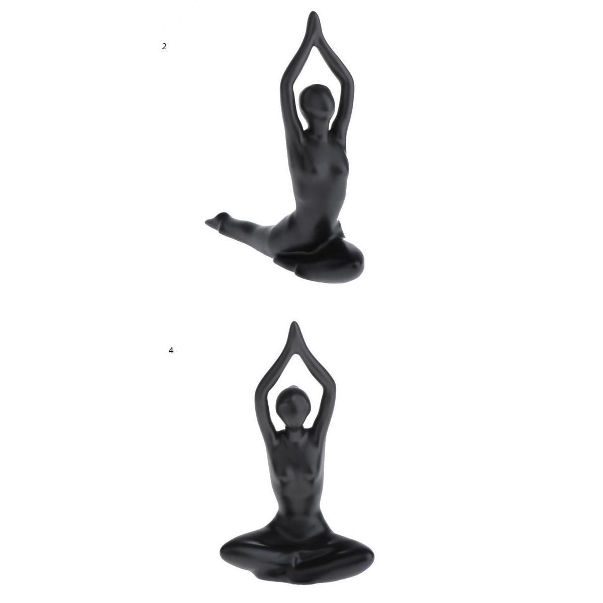 2x Home Abstract Yoga Statues Girl Sculpture For Office