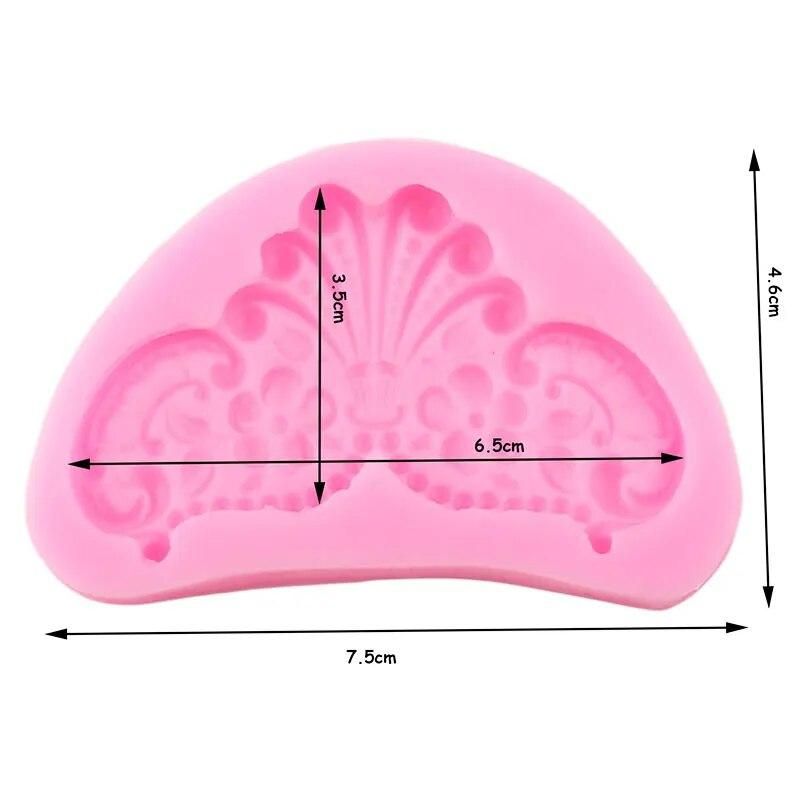 Mirror Image Medallion Baroque Relief Border Silicone Mold 3D Frame Fondant Cake Decorating Tools Candy Chocolate Gumpaste Mould