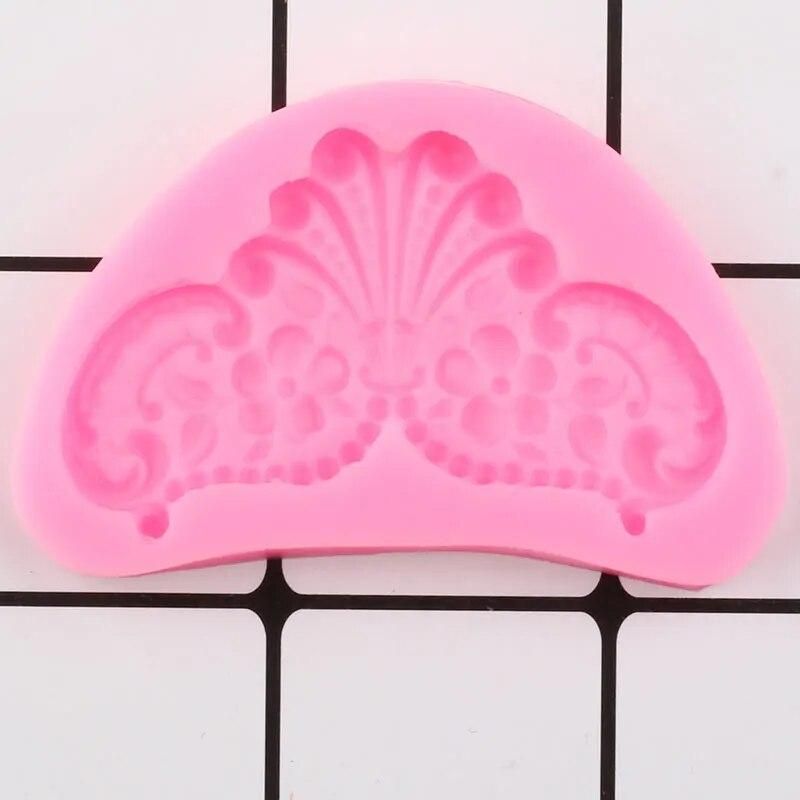 Mirror Image Medallion Baroque Relief Border Silicone Mold 3D Frame Fondant Cake Decorating Tools Candy Chocolate Gumpaste Mould