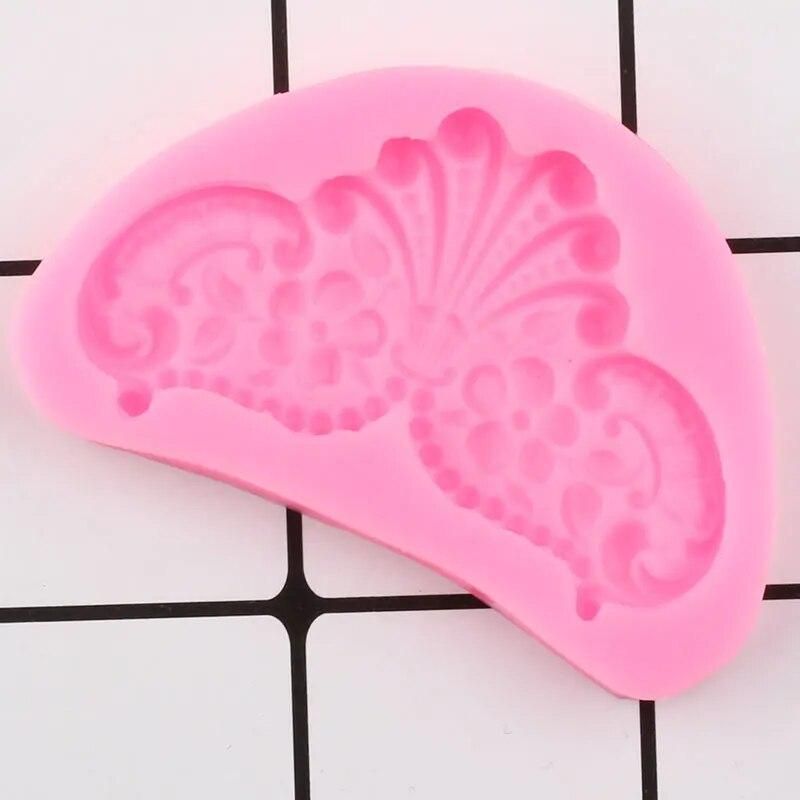 Mirror Image Medallion Baroque Relief Border Silicone Mold 3D Frame Fondant Cake Decorating Tools Candy Chocolate Gumpaste Mould