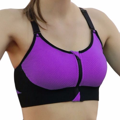 Women Yoga Sports Bras Front Zipper Padded Breathable(green)