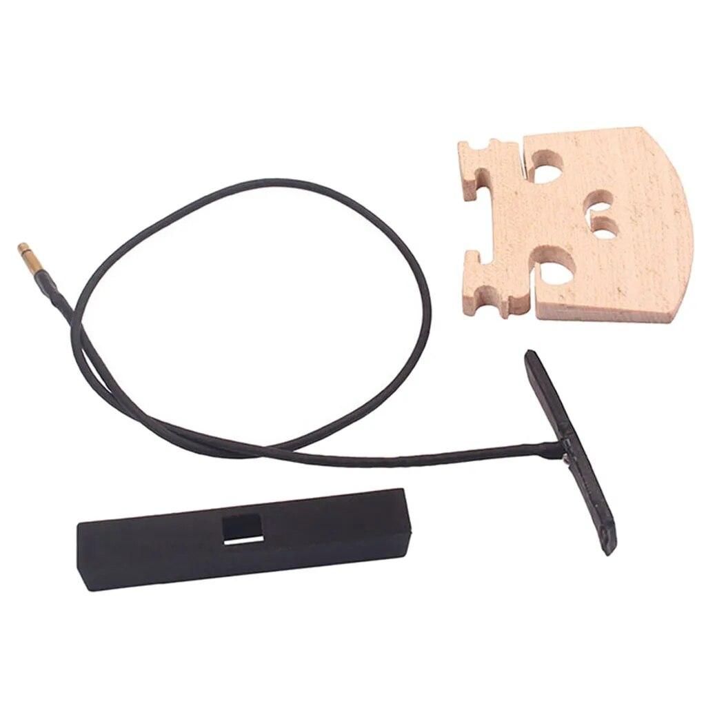 Violin Parts Bridge with Rod Violin Pickup Piezo Base Set for 4/4 Violin Instrument Replacement
