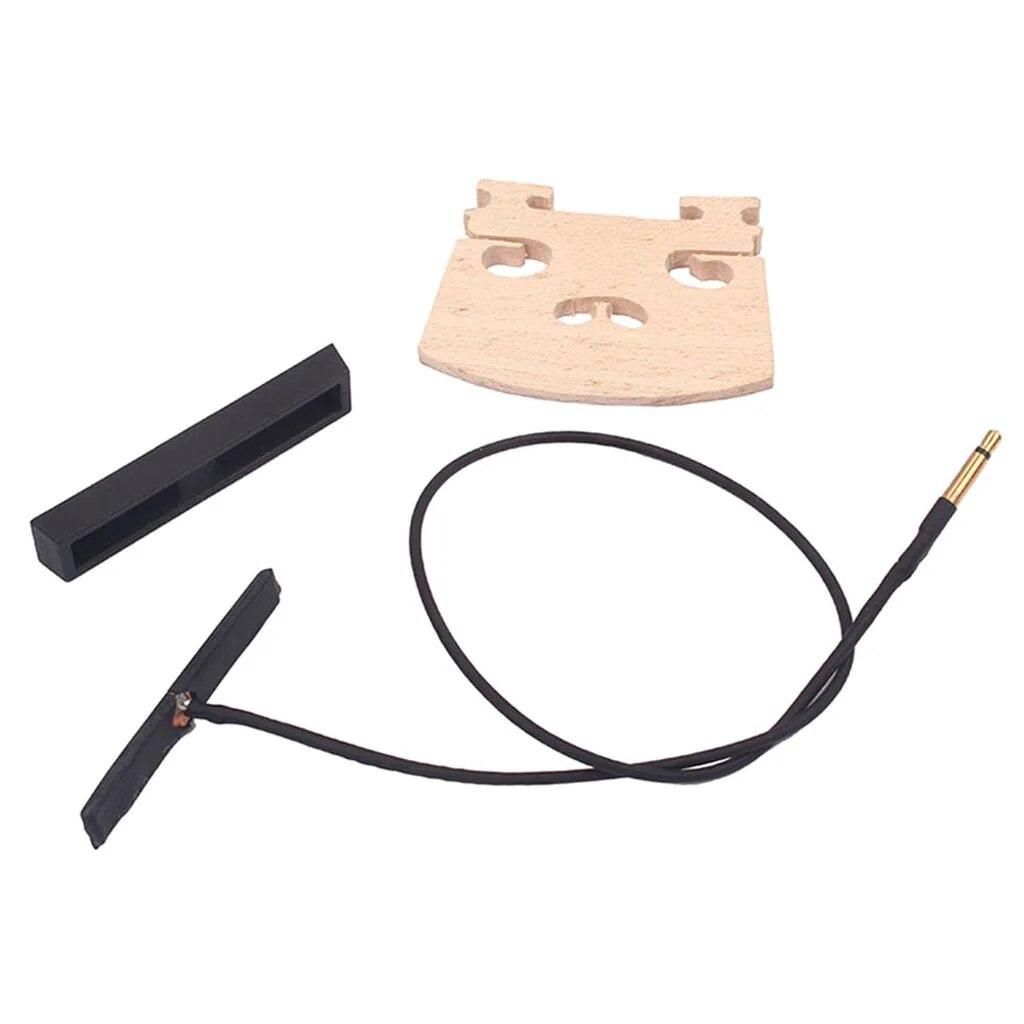 Violin Parts Bridge with Rod Violin Pickup Piezo Base Set for 4/4 Violin Instrument Replacement