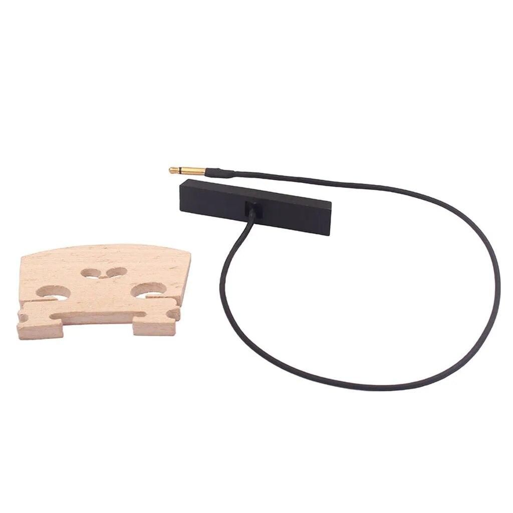 Violin Parts Bridge with Rod Violin Pickup Piezo Base Set for 4/4 Violin Instrument Replacement