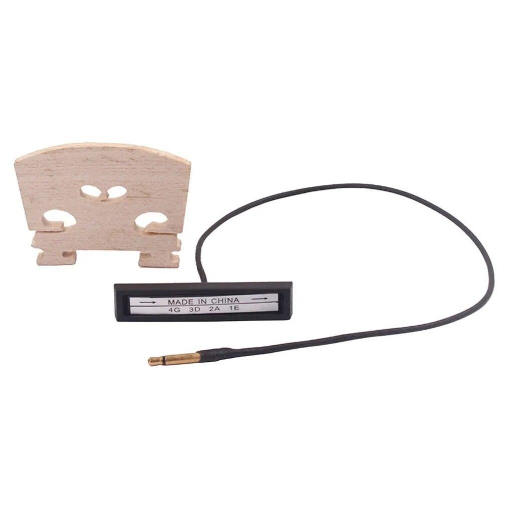 Violin Parts Bridge with Rod Violin Pickup Piezo Base Set for 4/4 Violin Instrument Replacement