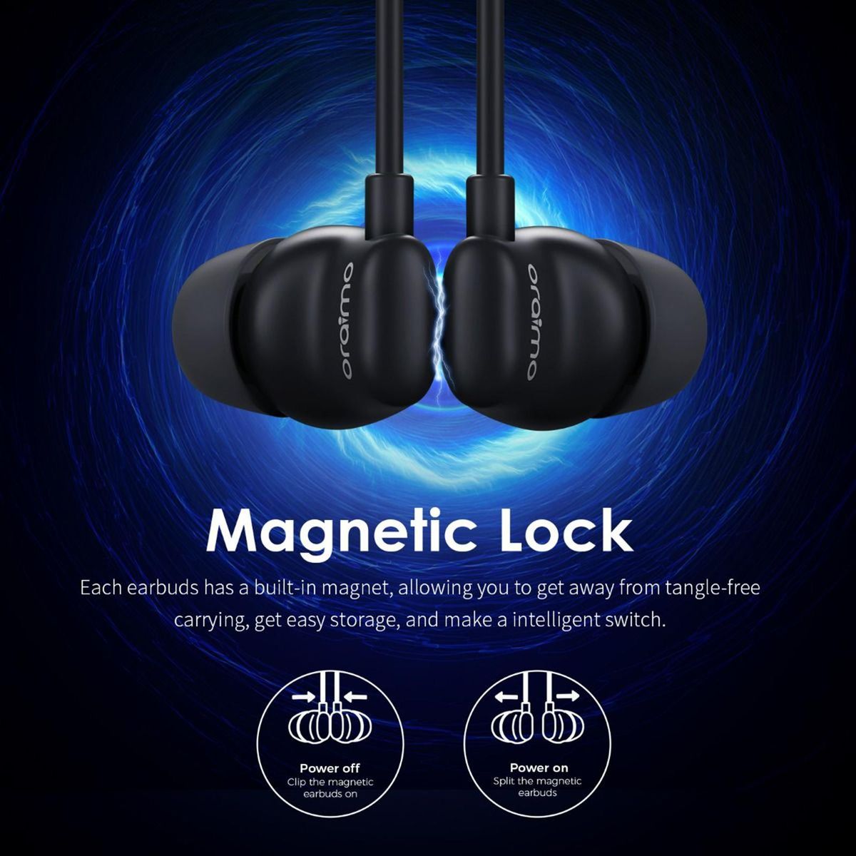 Oraimo Necklace 4 Dual EQ Multiple Connection 50-hr playtime Quick Charge Neckband Earphone OEB-E50D