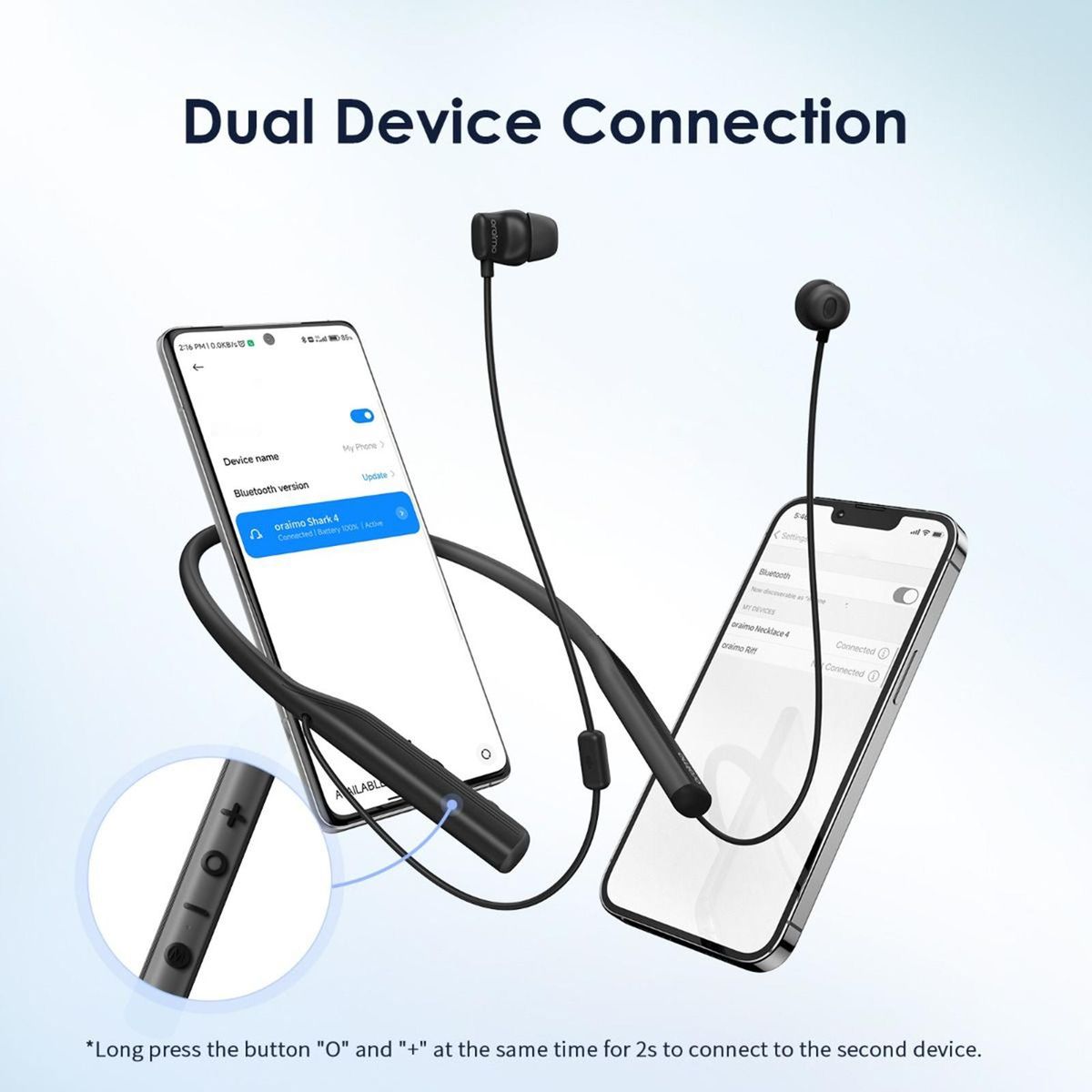 Oraimo Necklace 4 Dual EQ Multiple Connection 50-hr playtime Quick Charge Neckband Earphone OEB-E50D