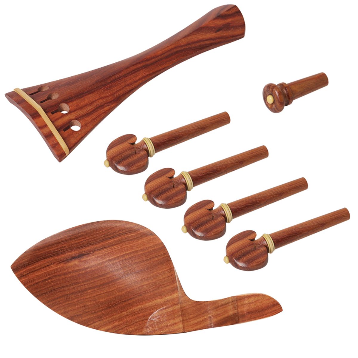 4/4 Violin Accessory Parts Set Red Solid Wood With Tailpiece