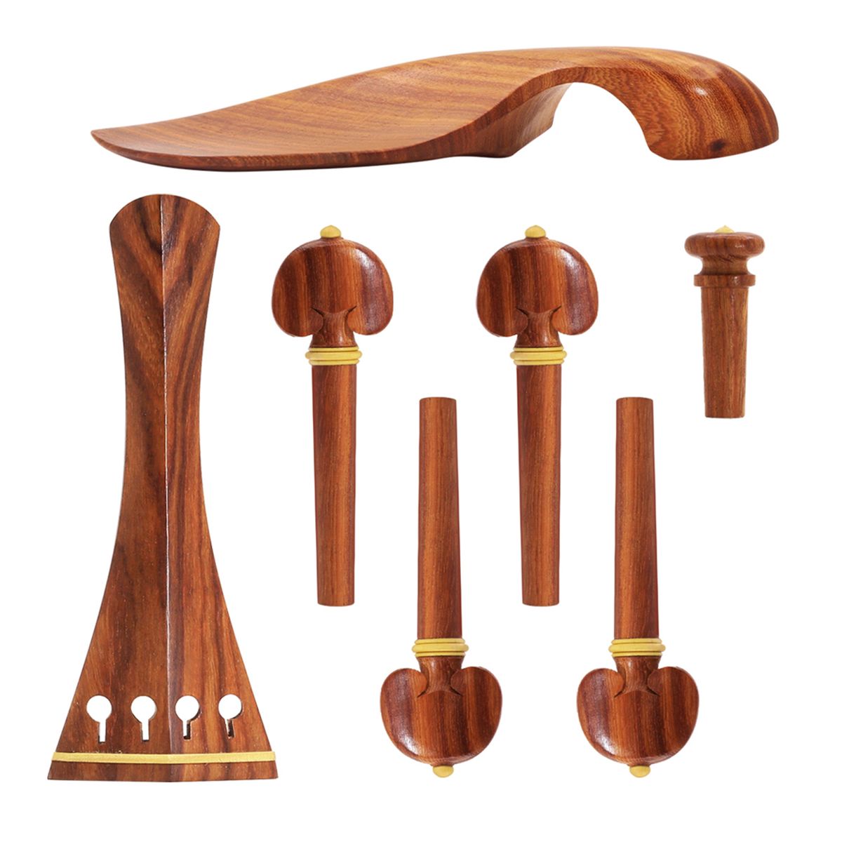 4/4 Violin Accessory Parts Set Red Solid Wood With Tailpiece