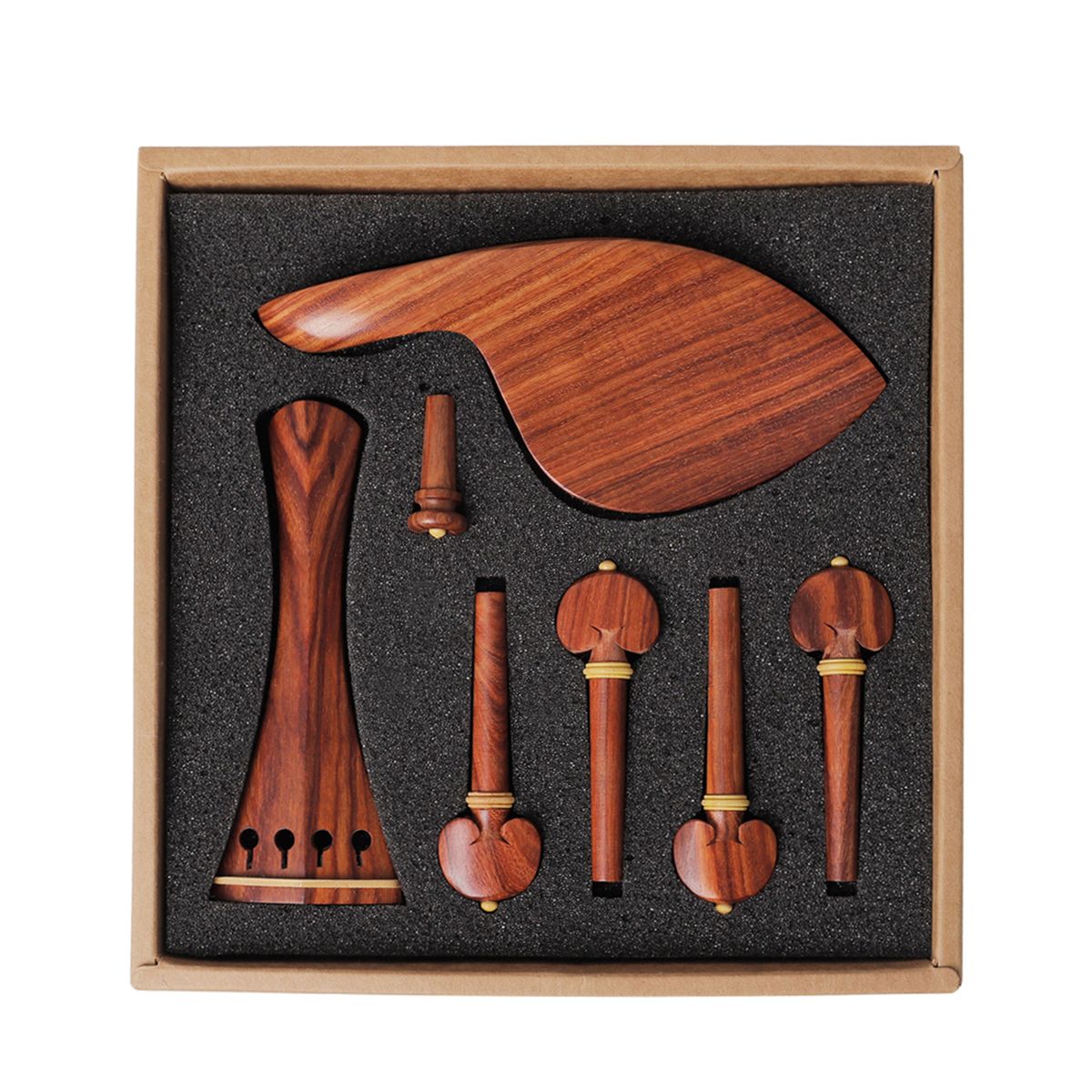 4/4 Violin Accessory Parts Set Red Solid Wood With Tailpiece