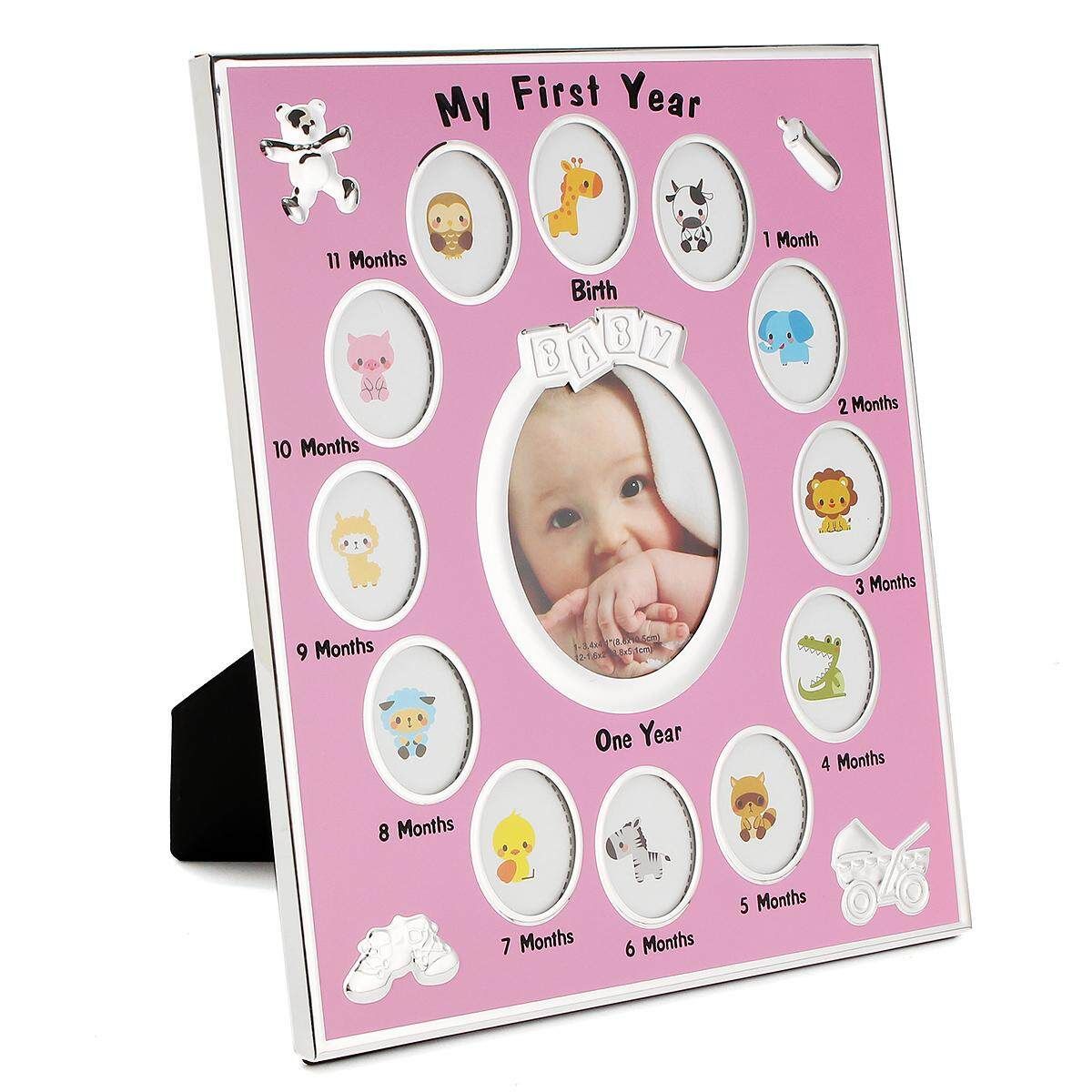 My First Year Baby Photo Frame Set Newborn Baby's 12 Months Infant Ablum Gift Pink
