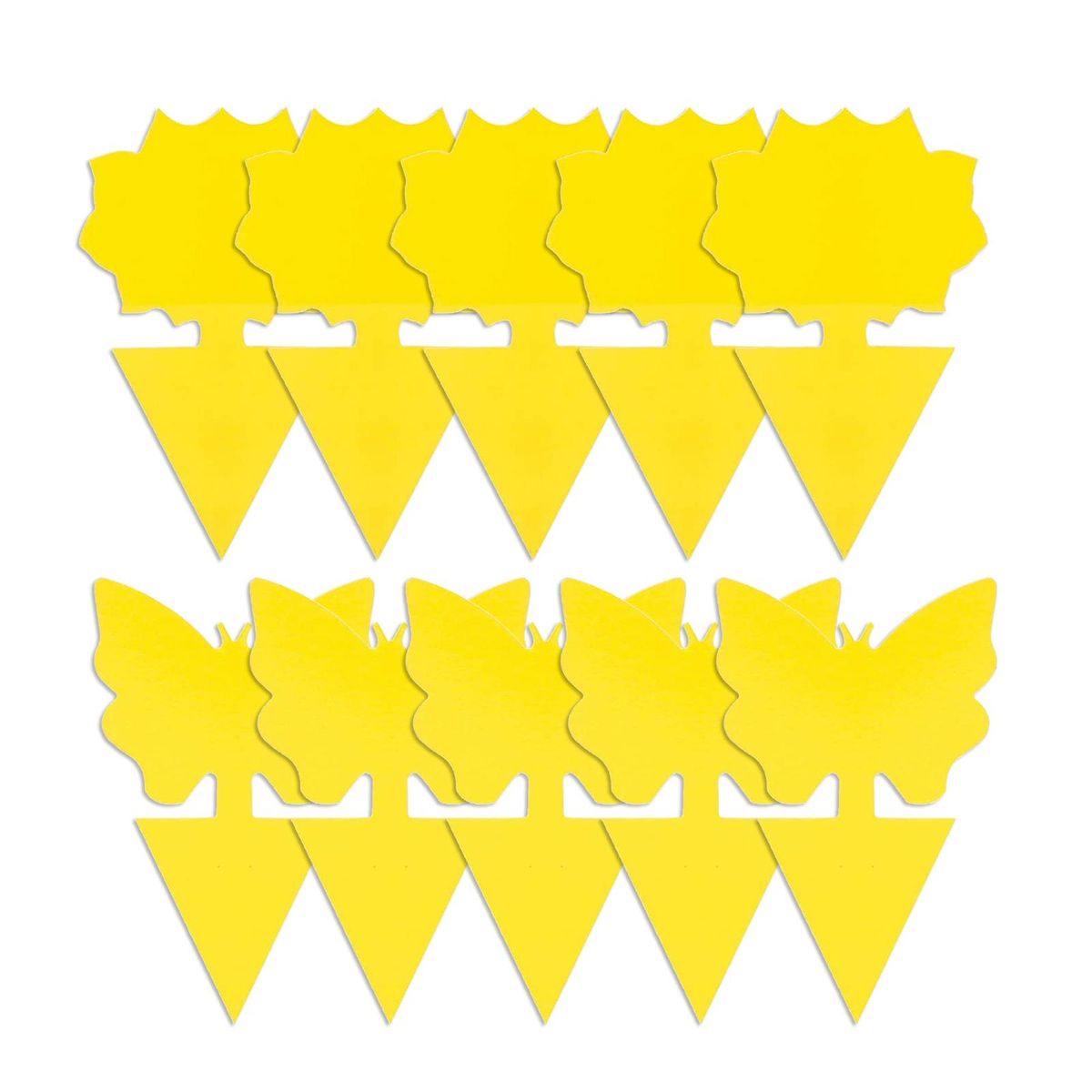 10Pcs Fungus Gnat Traps Bright Yellow with Glue Flying Insects Drawing for Indoor Outdoor Plant