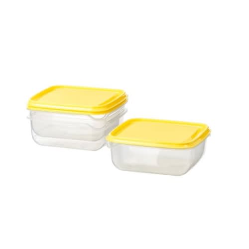 Pruta Food Container 3 Pack - 0.6L - White & Yellow