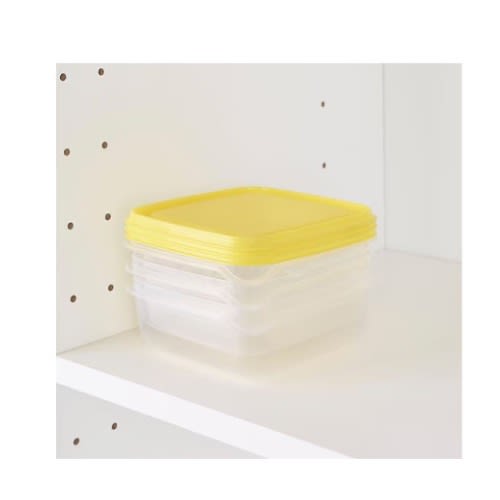 Pruta Food Container 3 Pack - 0.6L - White & Yellow