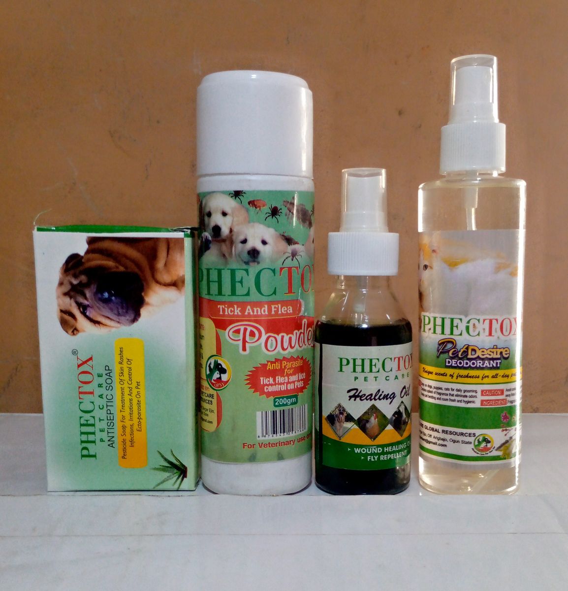 Phectox Ticks And Flies Care Combo. Powder, Soap, Wound Healing Oil And Deodorant.