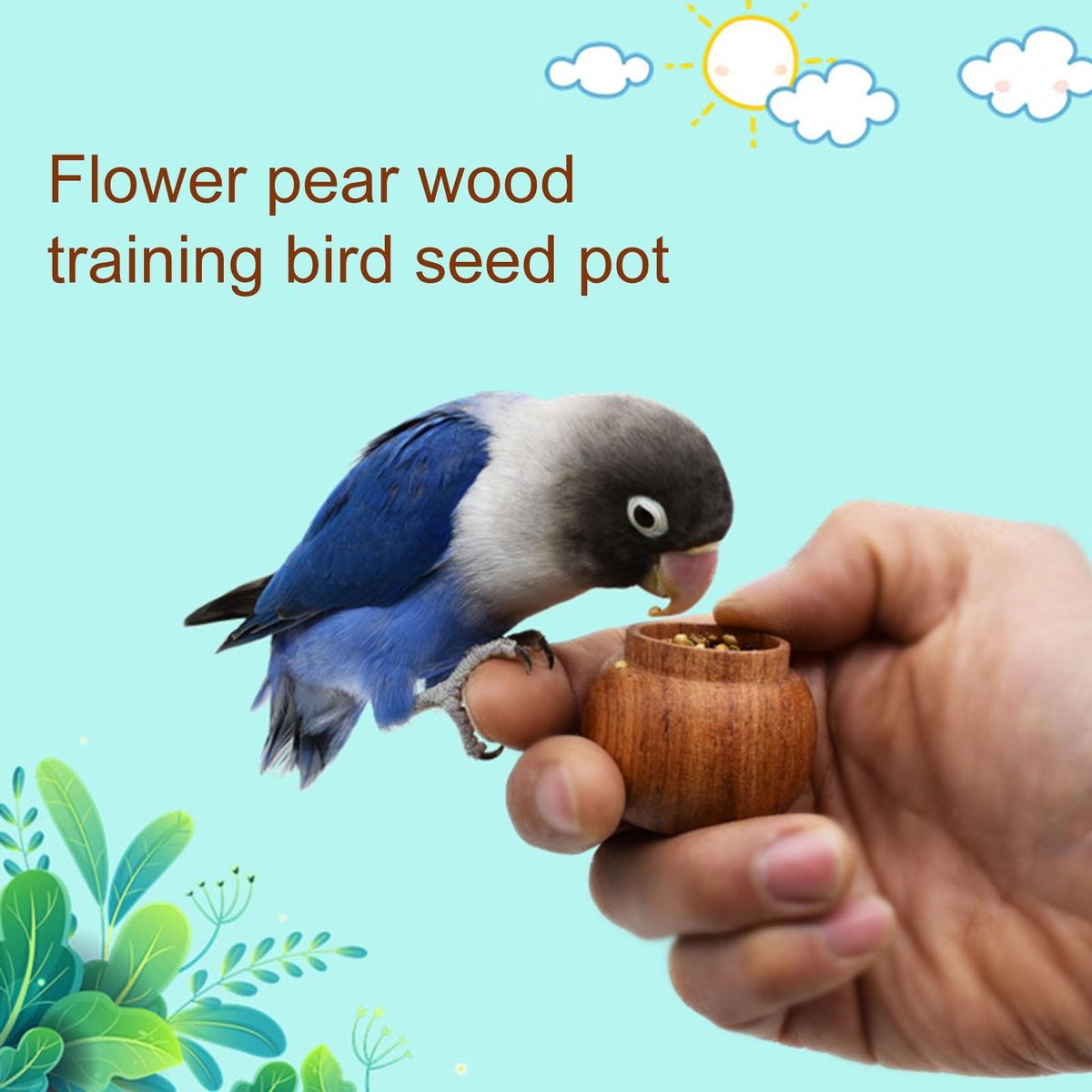 Bird Feeding Utensils Mini Storage Tank Parrot Feeder Wooden Color
