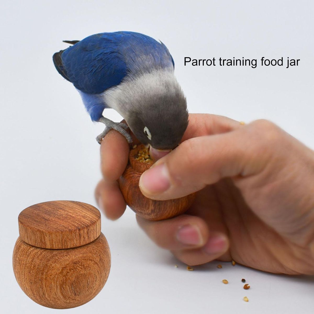Bird Feeding Utensils Mini Storage Tank Parrot Feeder Wooden Color