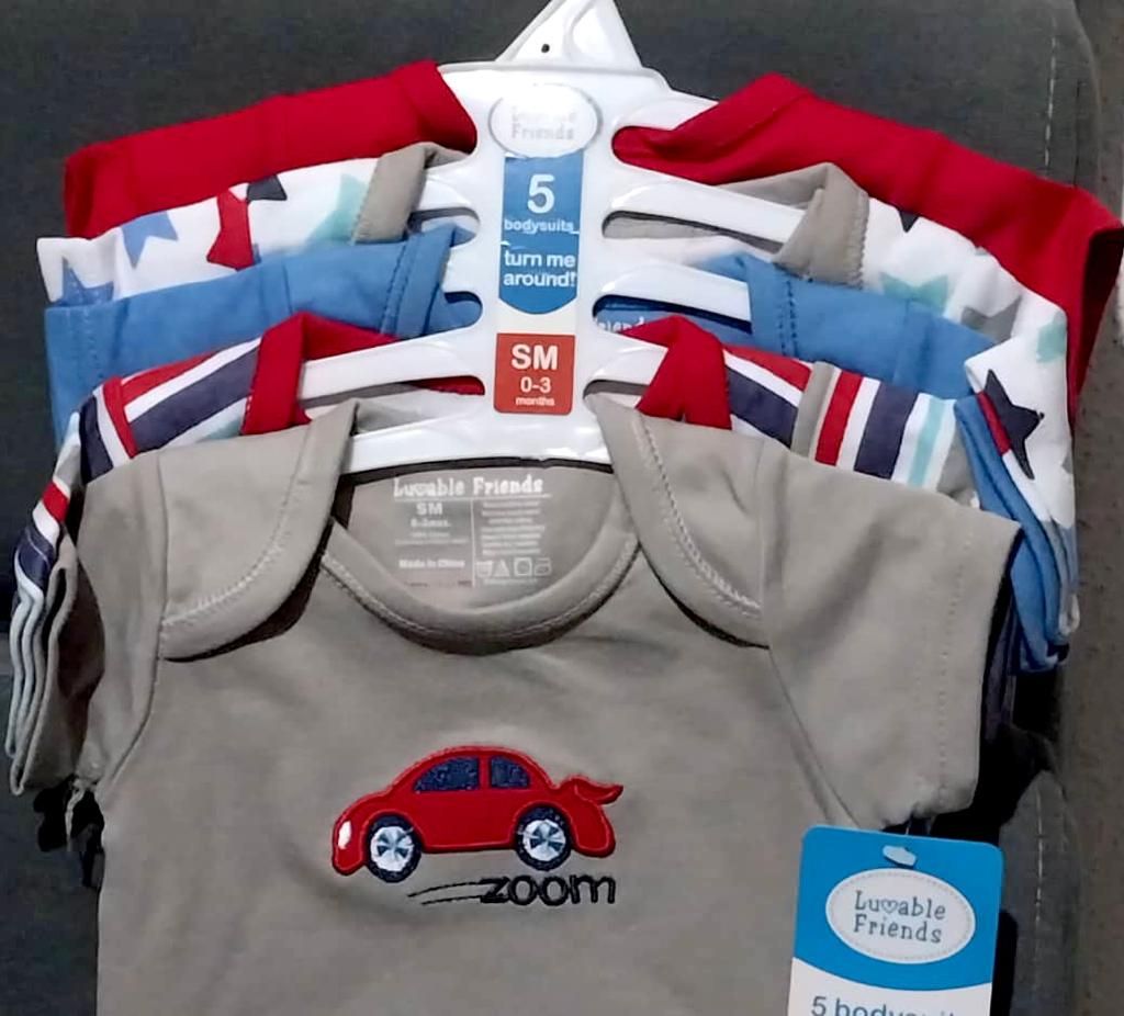 Baby Boy 5 In 1 Body Suit Gift Set - Blue Variants