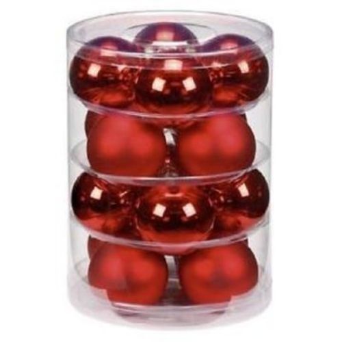 Christmas Tree Glitter Red Balls Ornaments - 12pcs