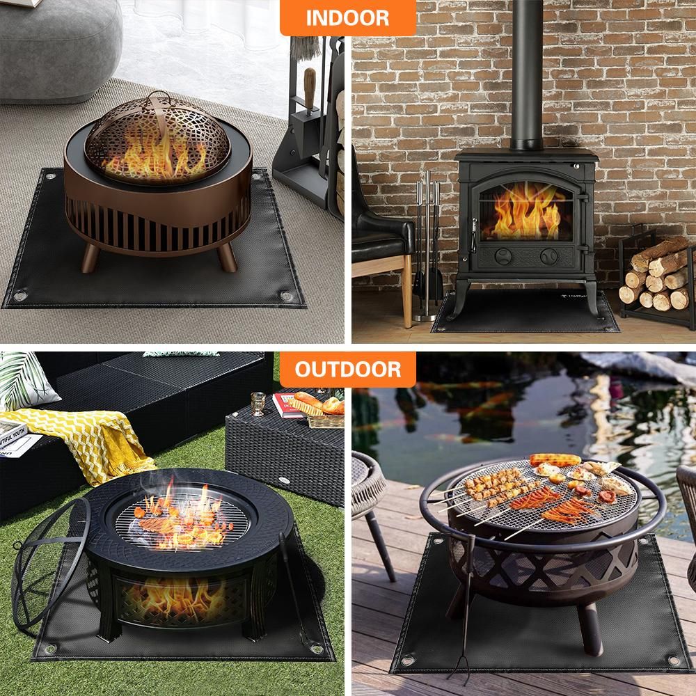 TOMSHOO Under Grill Mat Fire Pit Deck Patio Ember Mat Fireproof Mat Grill Pad for Fire Pit for Outdoor Camping Gas Stove Outdoor Wood Burning Stove BBQ Grills
